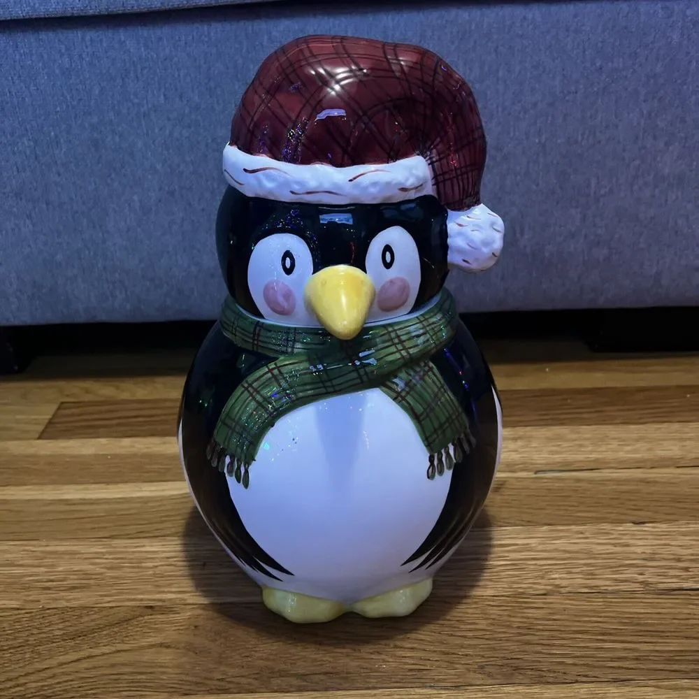 Penguin‎ Vintage Christmas Holiday Cookie Jar The Cellar 2000 Please Read!